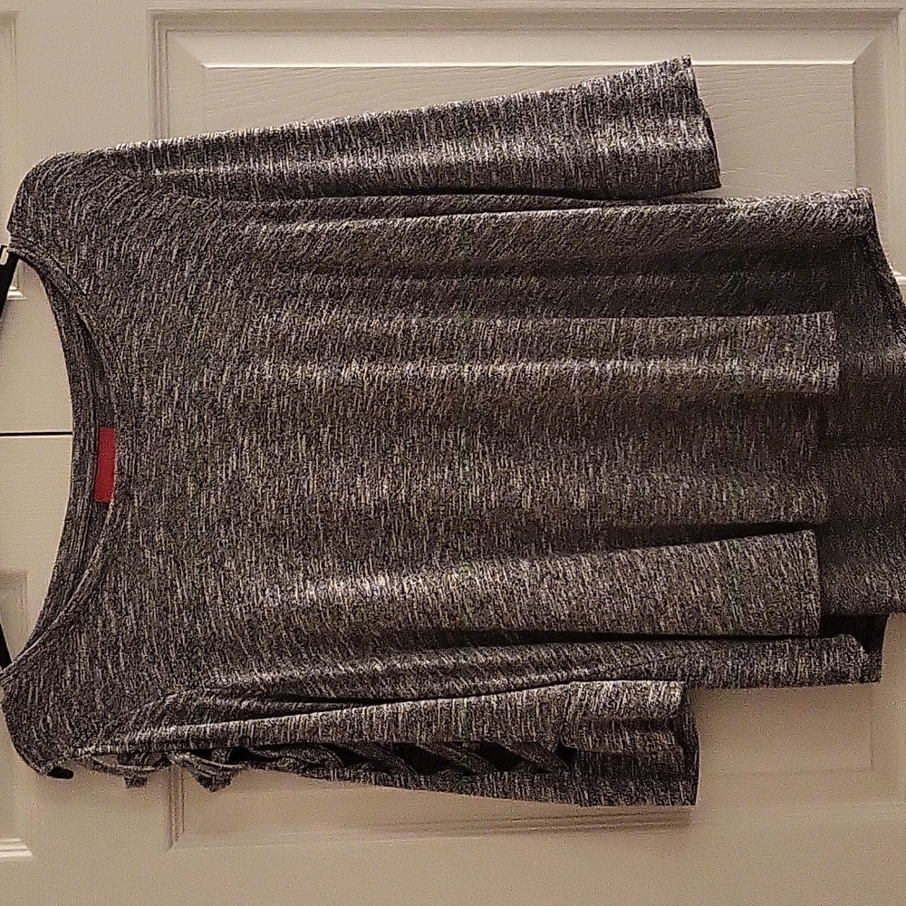 Gray sweater with braided sleeves